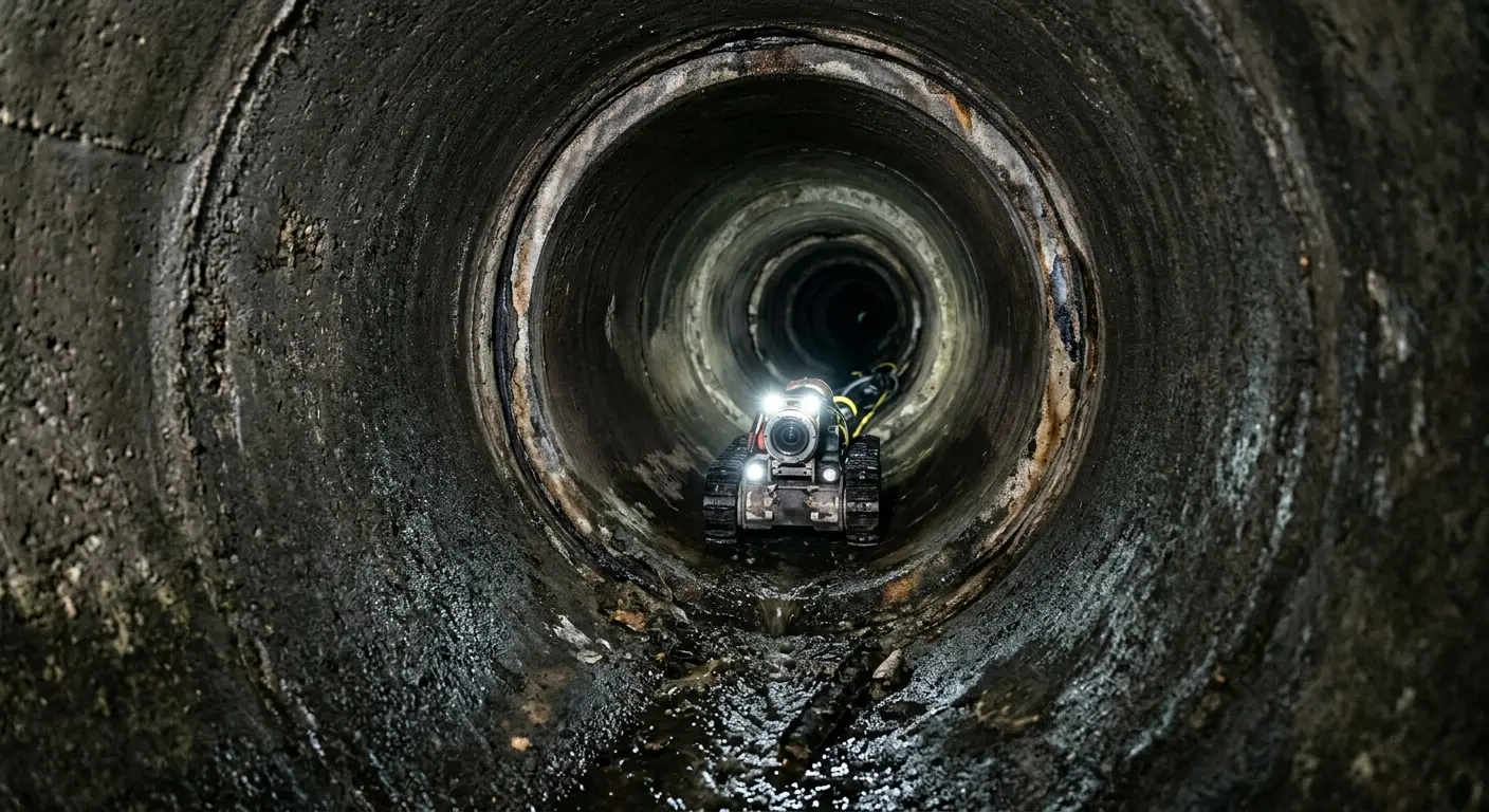 Robotic sewer camera inspecting pipe interior for Drain Snake Service in Sanibel